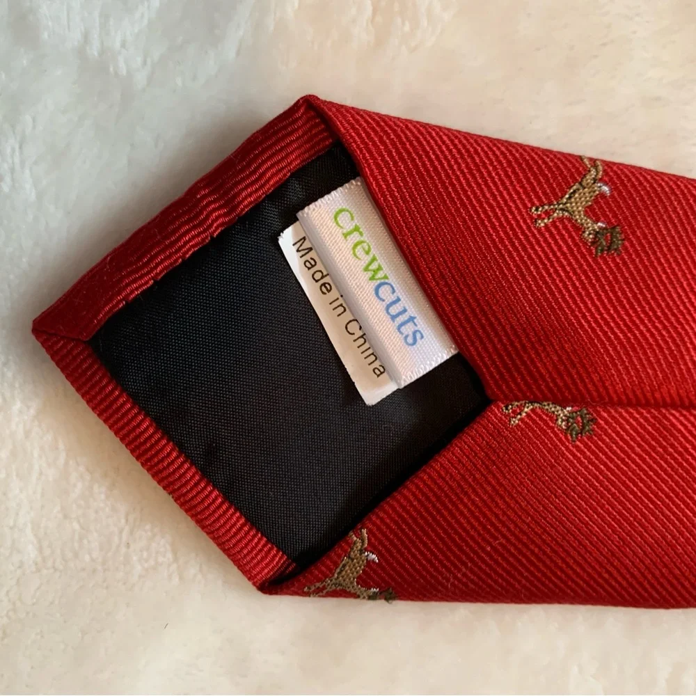 Crewcuts Red Reindeer Boys Silk Tie